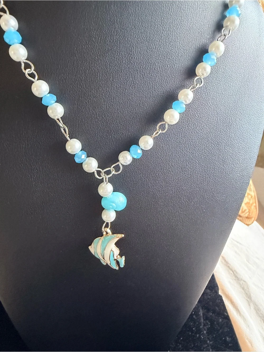 Light Blue Beaded Necklace and Earrings Set - Women Jewelry